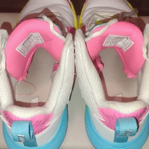 Moolah Girls High-Top Sneakers - White, Pink, Yellow Size 6.5y - Picture 10 of 11